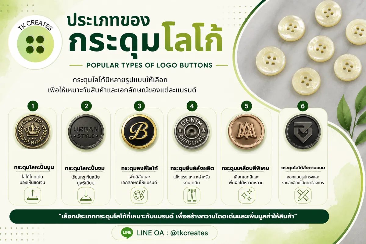 ประเภทของกระดุมโลโก้ที่นิยมผลิต
