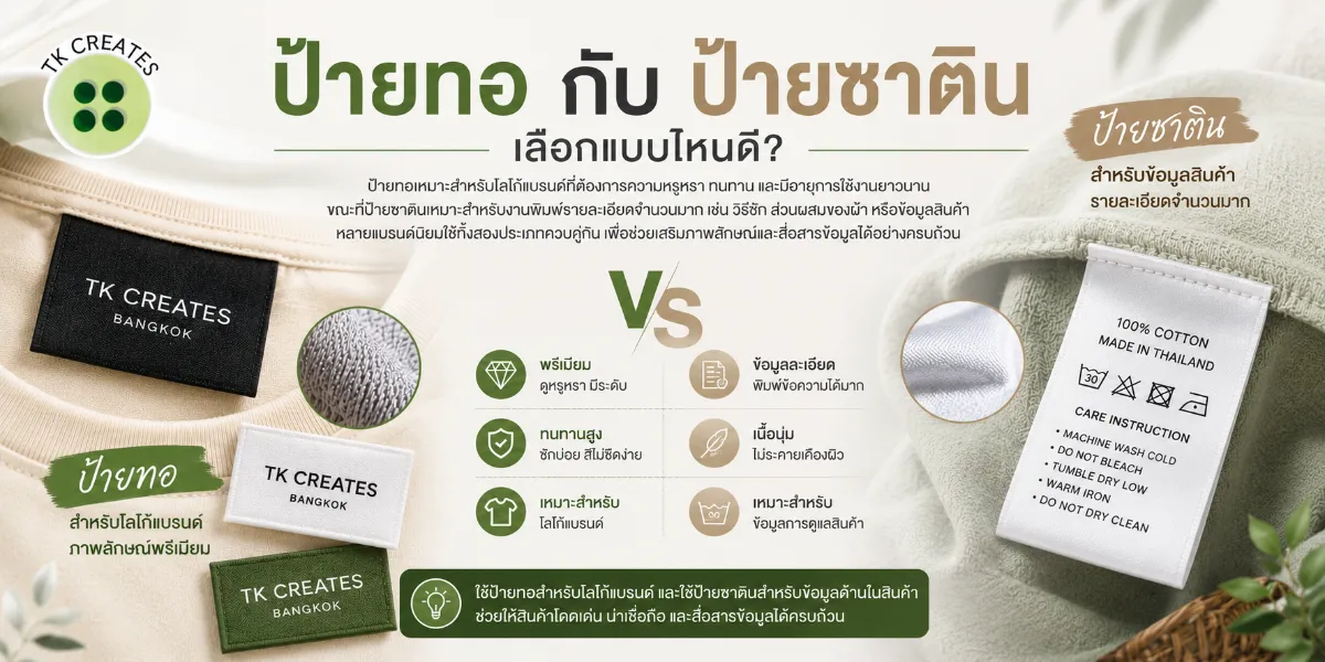 ป้ายทอ กับ ป้ายซาติน เลือกแบบไหนดี