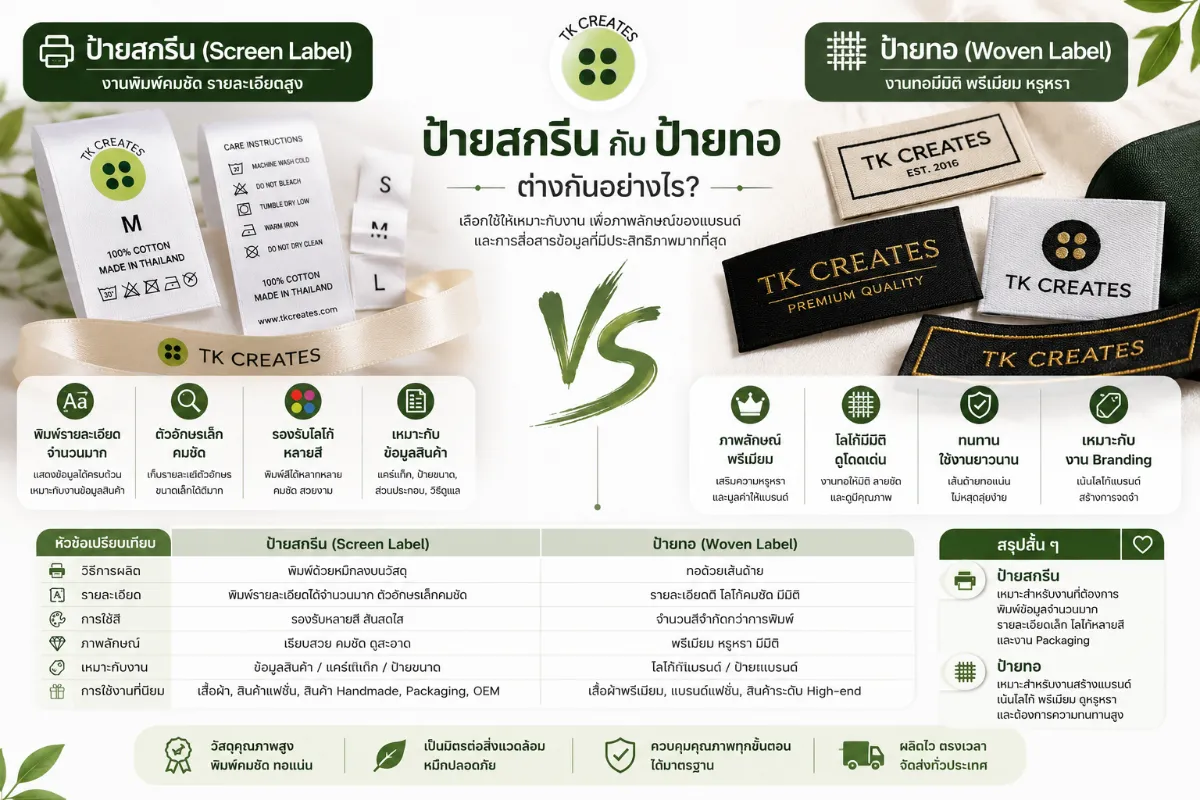 ป้ายสกรีน กับ ป้ายทอ ต่างกันอย่างไร?